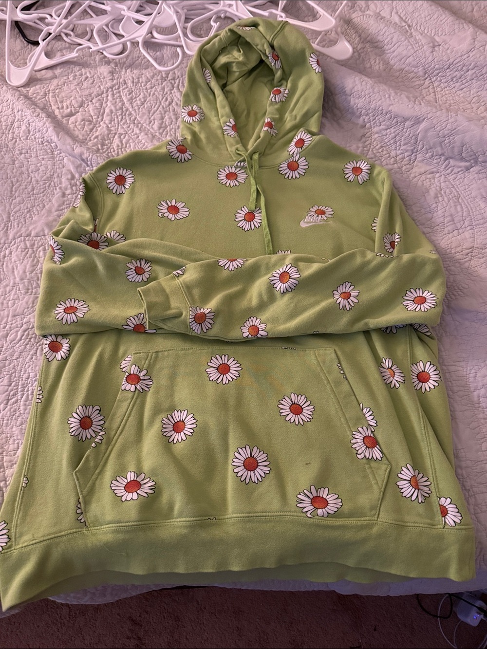 Green Nike Daisy Print Hoodie Sweatshirt - Women's Sweater